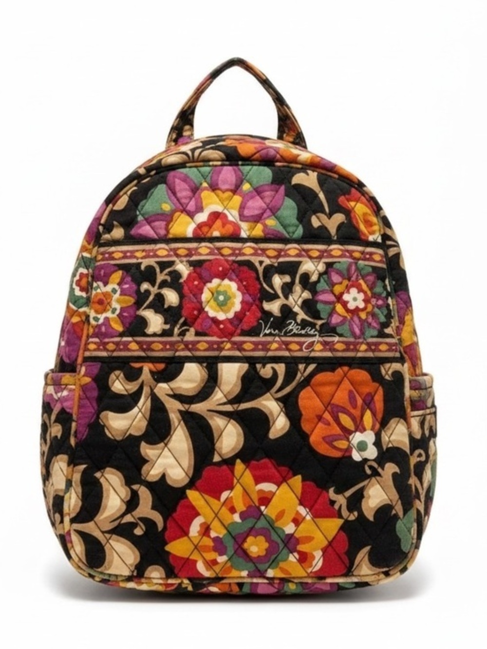 Vera Bradley floral school campus backpack brown multi color flowers